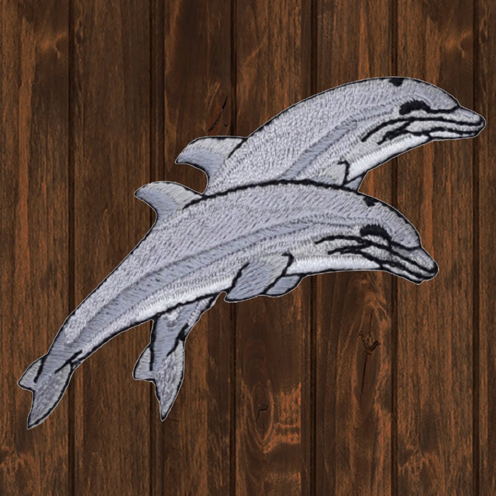 embroidered iron on sew on patch fish dolphins double