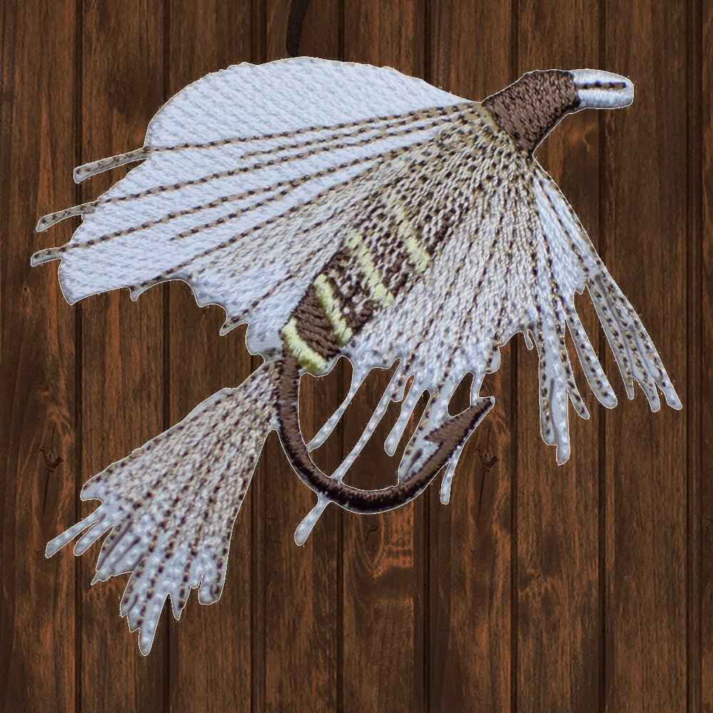 embroidered iron on sew on patch fly fishing lure