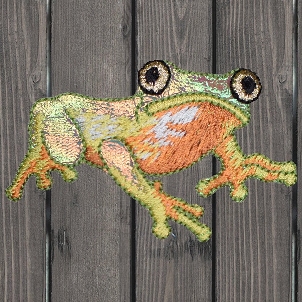 embroidered iron on sew on patch frog