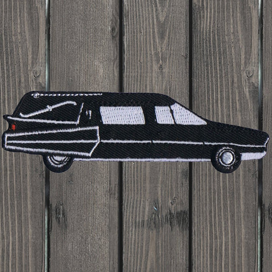 embroidered iron on sew on patch funeral home hearse