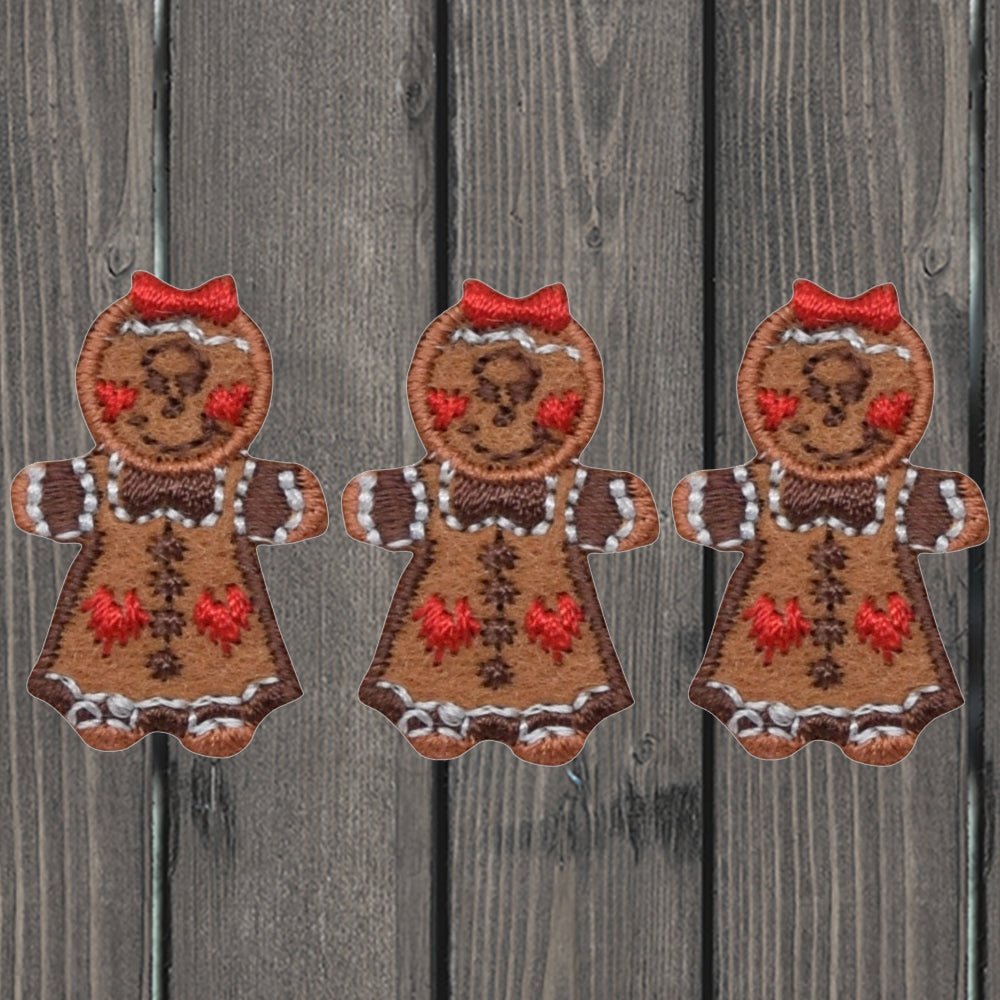 embroidered iron on sew on patch gingerbread girl small