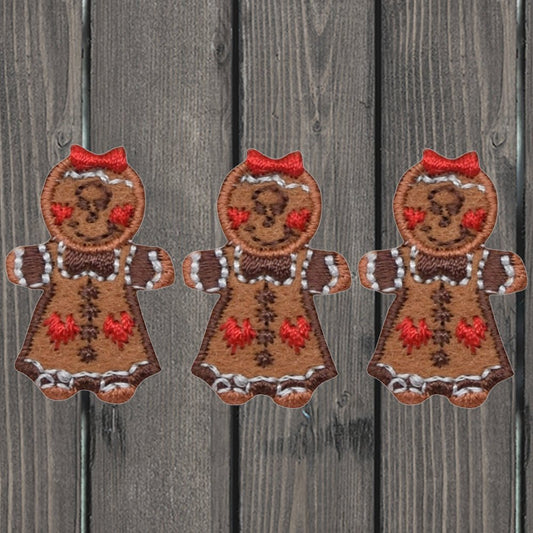 embroidered iron on sew on patch gingerbread girl small