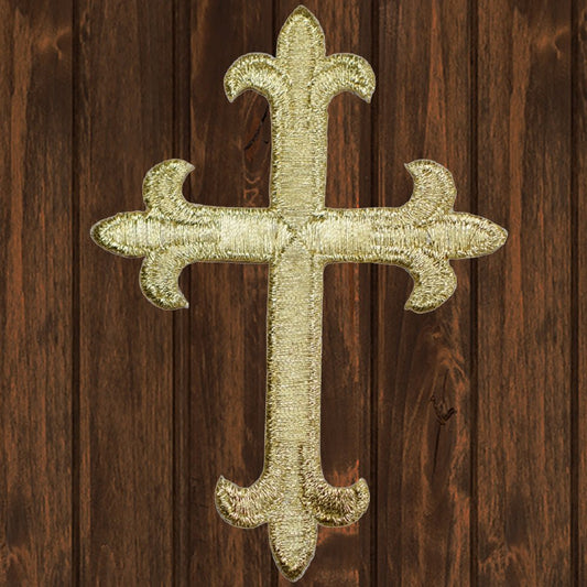 embroidered iron on sew on patch gold cross