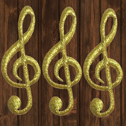 embroidered iron on sew on patch gold g clef musical note