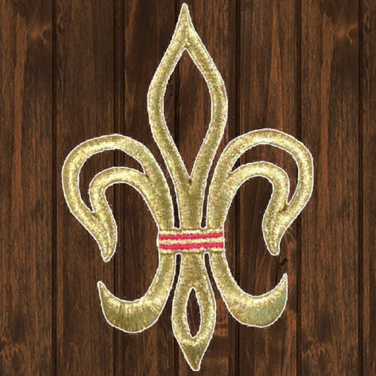 embroidered iron on sew on patch gold red fleur de lis