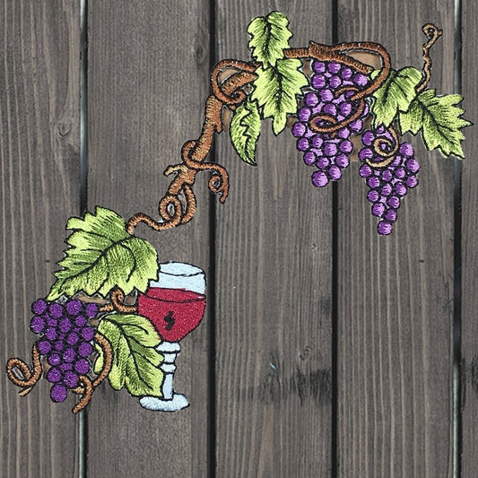 embroidered iron on sew on patch grapes wine