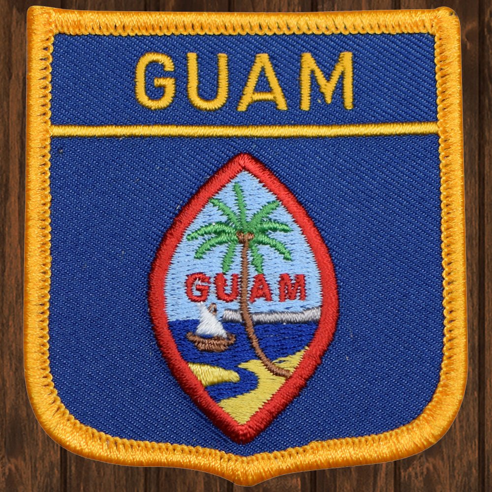 embroidered iron on sew on patch guam shield