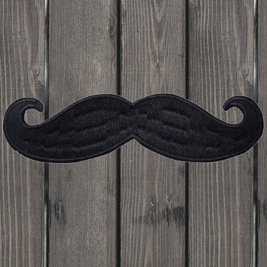 embroidered iron on sew on patch handlebar mustache