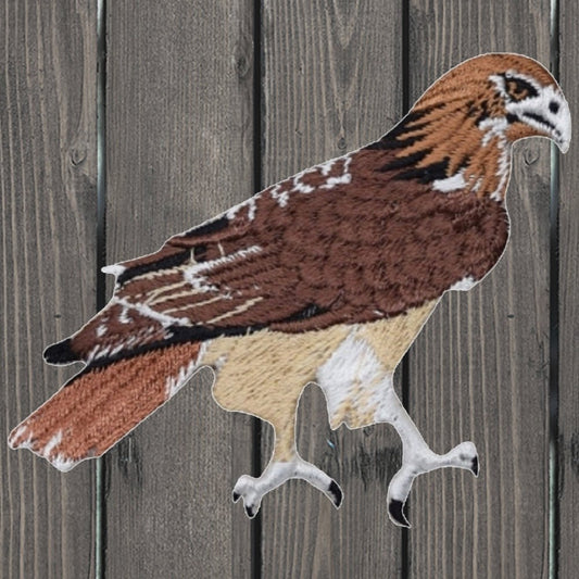 embroidered iron on sew on patch hawk red tail small