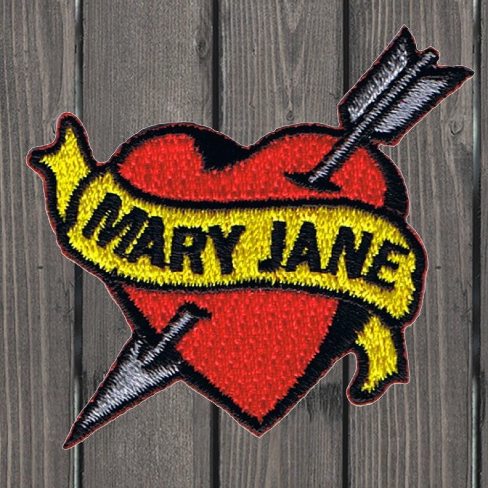 embroidered iron on sew on patch heart arrow mary jane