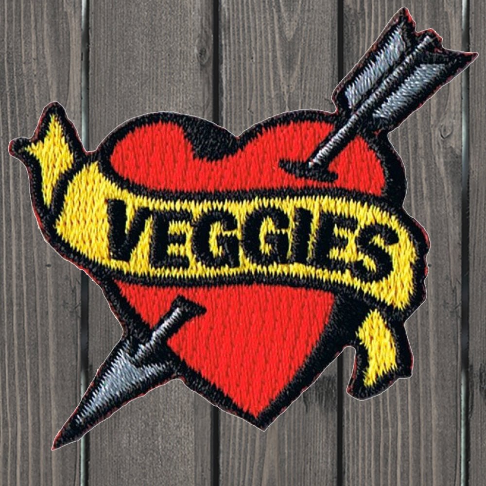 embroidered iron on sew on patch heart arrow veggies
