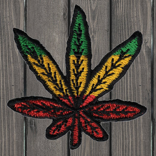 embroidered iron on sew on patch heart rasta weed leaf