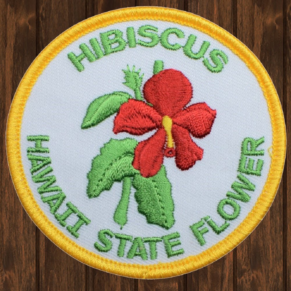 embroidered iron on sew on patch hibiscus hawaii state flower