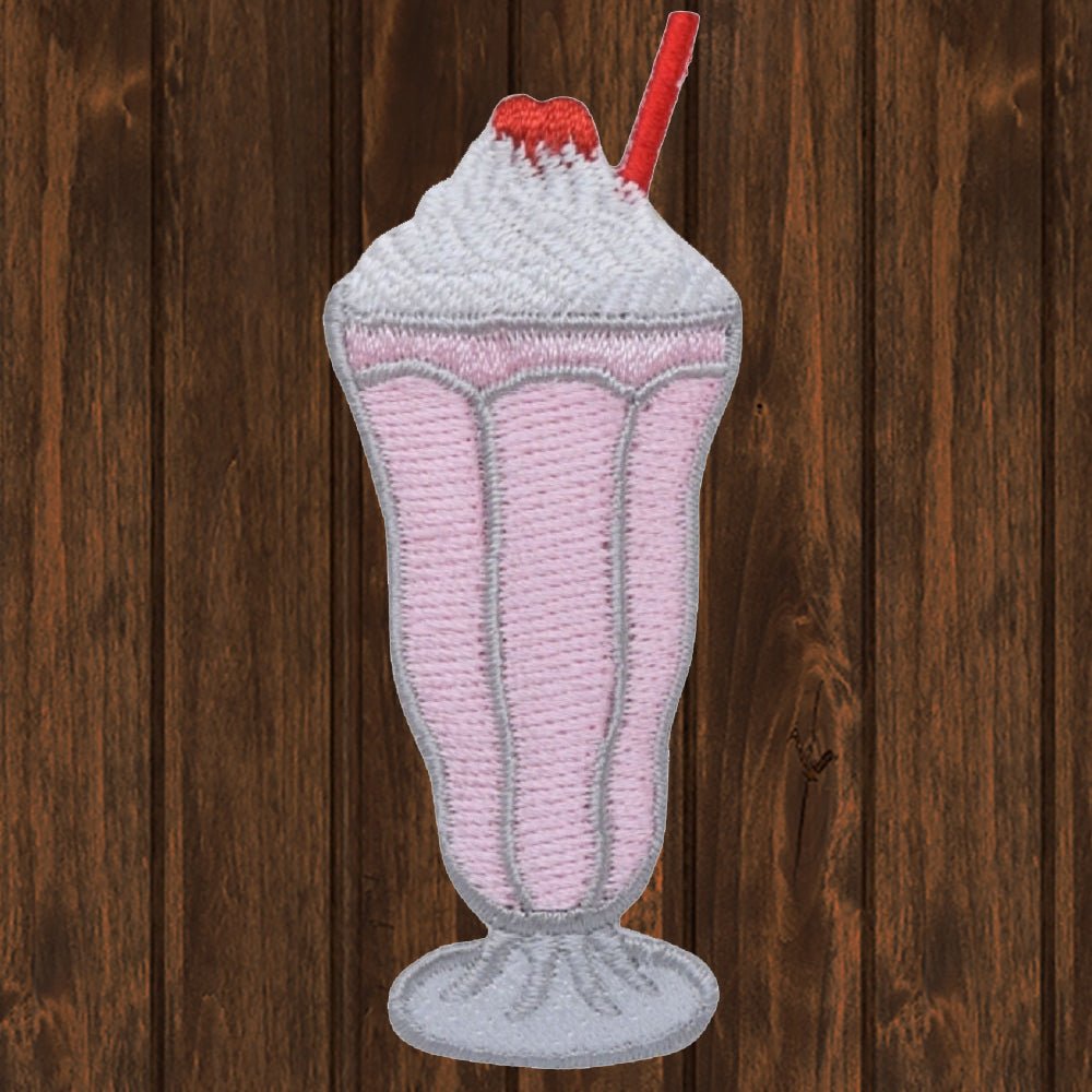 embroidered iron on sew on patch ice cream soda shoppe milkshake