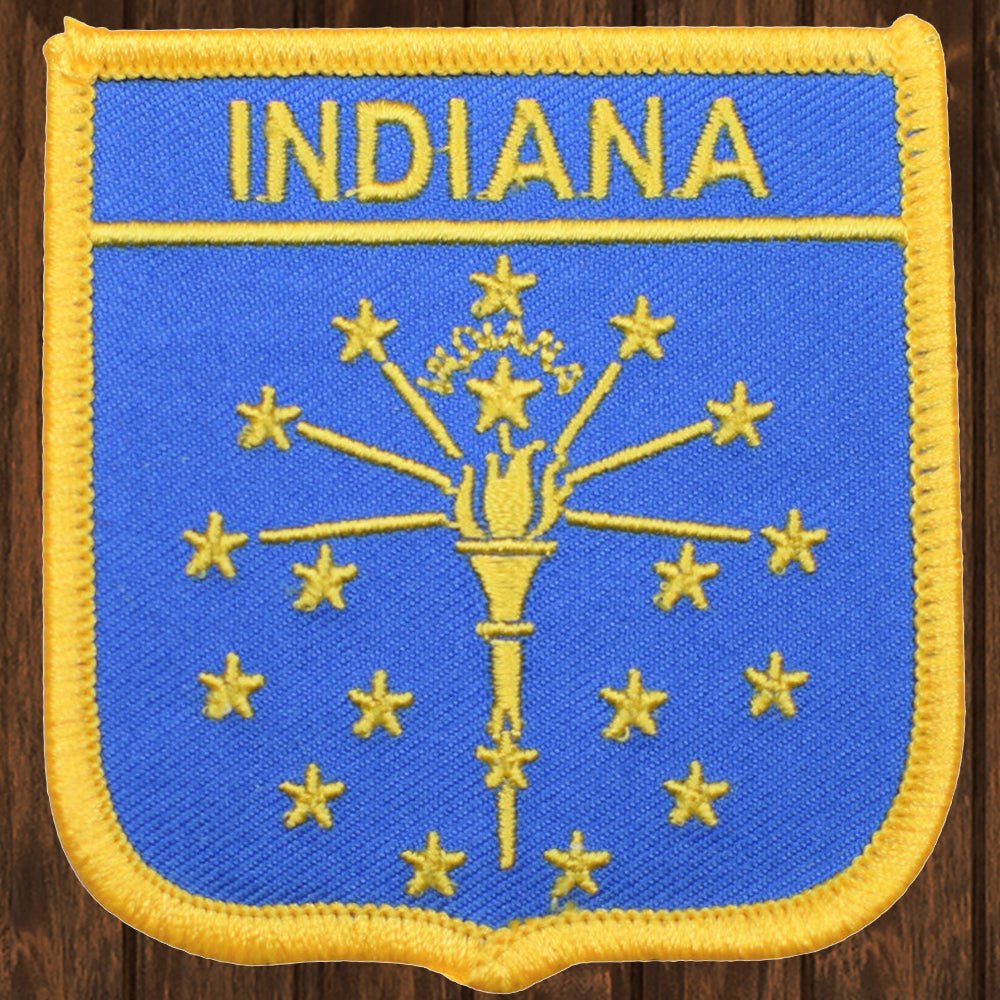 embroidered iron on sew on patch indiana shield