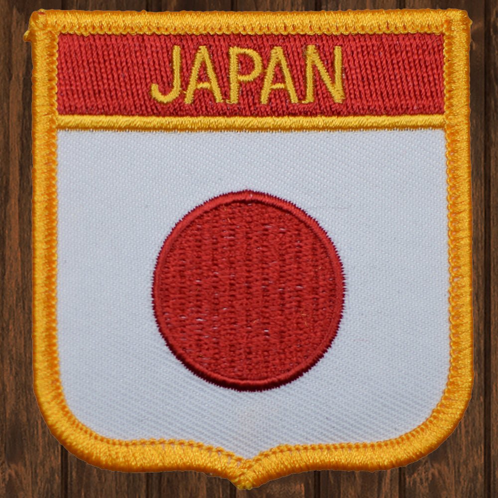 embroidered iron on sew on patch japan shield