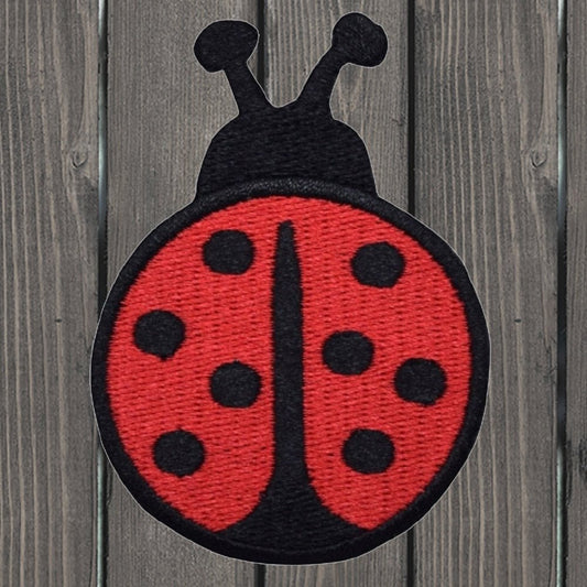 embroidered iron on sew on patch large red and black ladybug