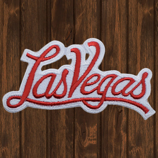 embroidered iron on sew on patch las vegas script