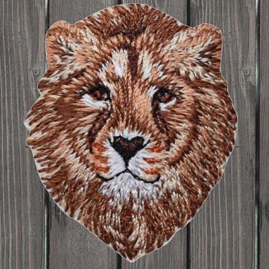 embroidered iron on sew on patch lion head small