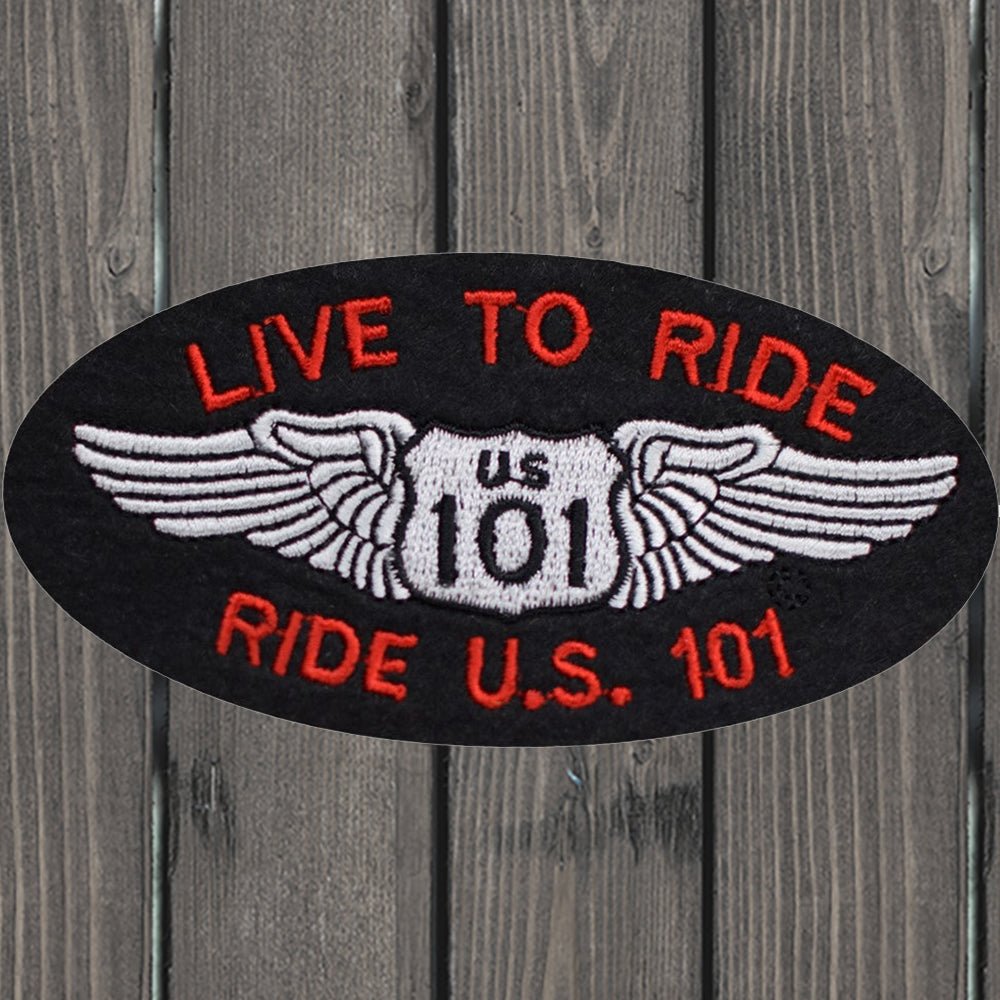 embroidered iron on sew on patch live to ride 101