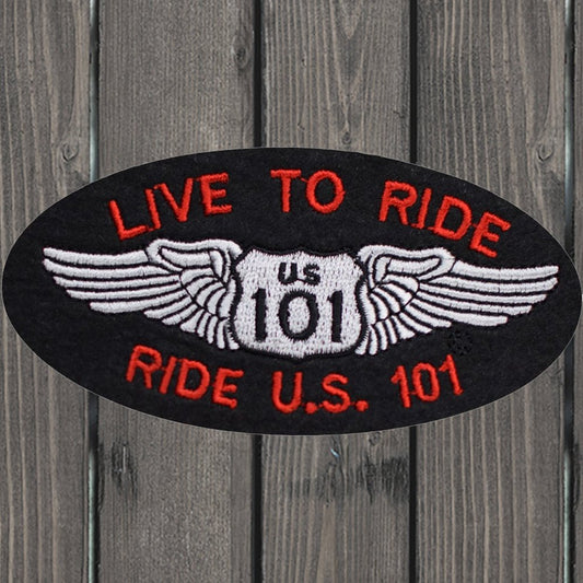 embroidered iron on sew on patch live to ride 101