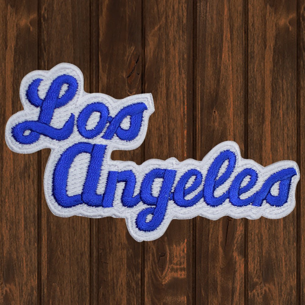 embroidered iron on sew on patch los angeles blue white 2