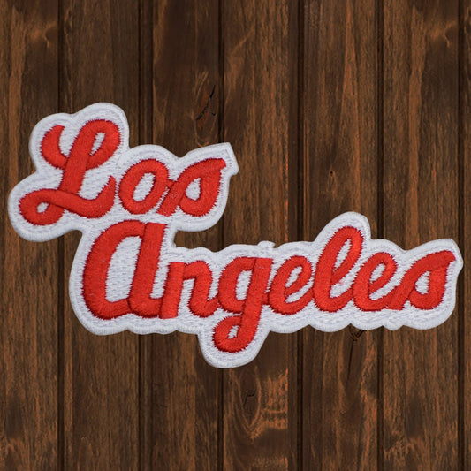 embroidered iron on sew on patch los angeles red white