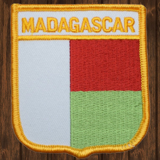 embroidered iron on sew on patch madagascar shield