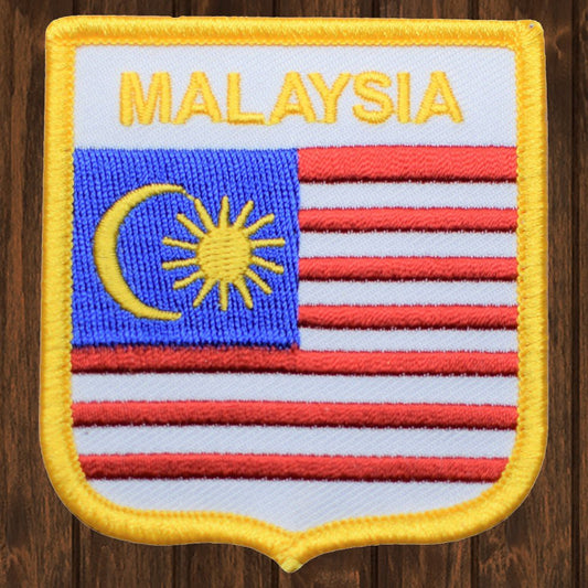 embroidered iron on sew on patch malaysia shield