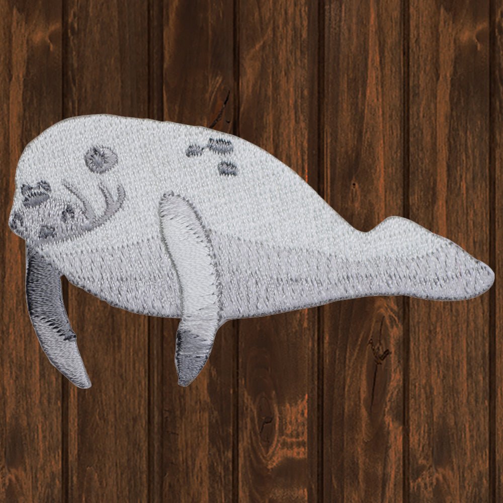 embroidered iron on sew on patch manatee