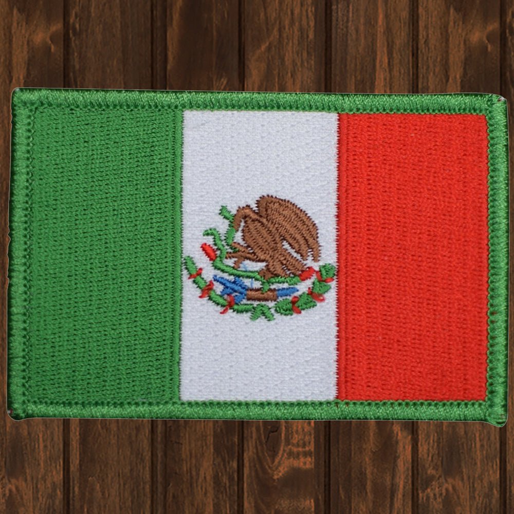 embroidered iron on sew on patch mexico flag green border