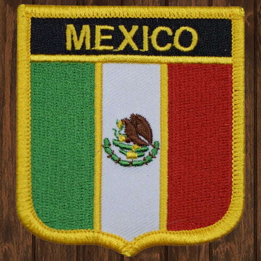 embroidered iron on sew on patch mexico shield