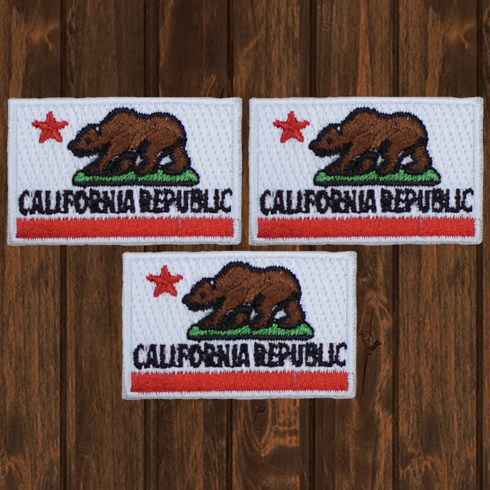 embroidered iron on sew on patch mini california white 3 pack