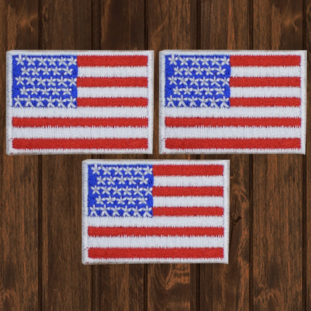 embroidered iron on sew on patch mini usa flag white