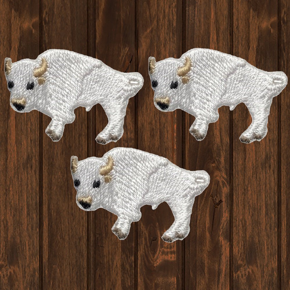 embroidered iron on sew on patch mini white buffalo