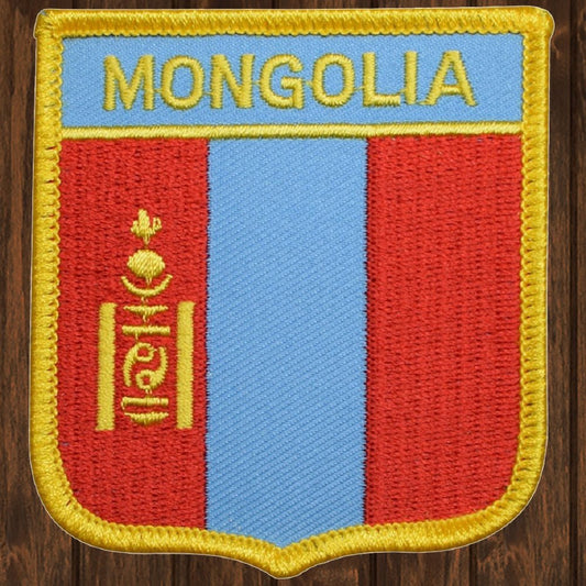 embroidered iron on sew on patch mongolia shield