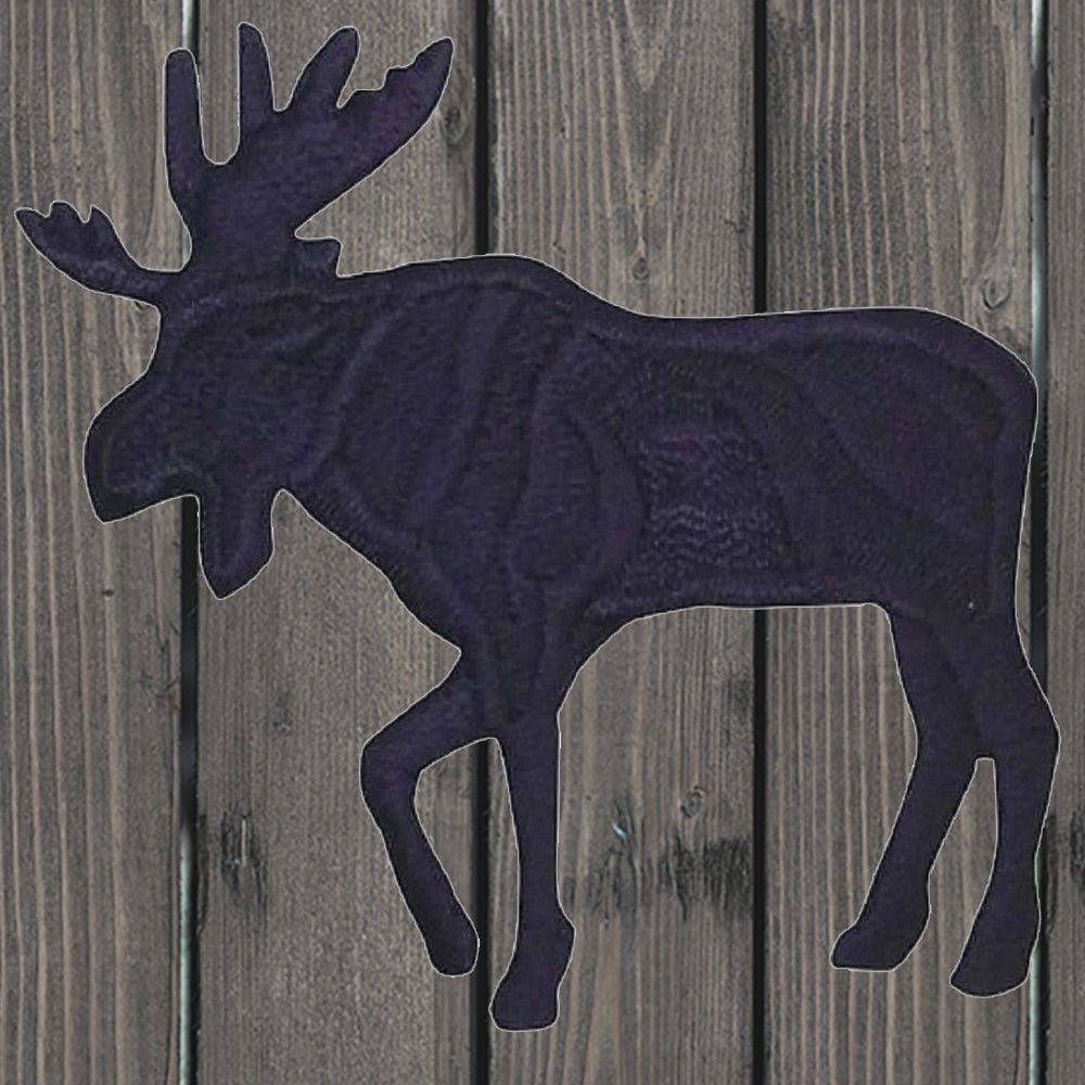 embroidered iron on sew on patch moose black left 2