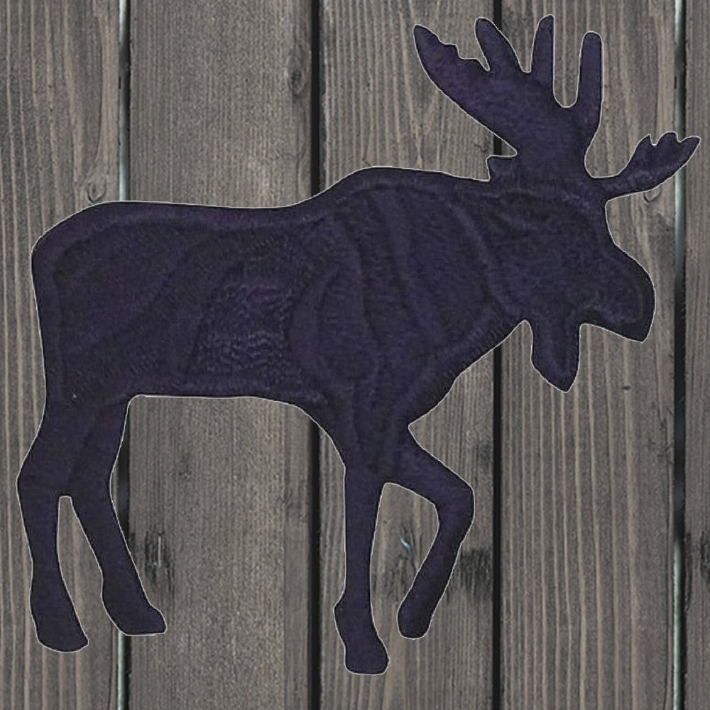 embroidered iron on sew on patch moose black right 2