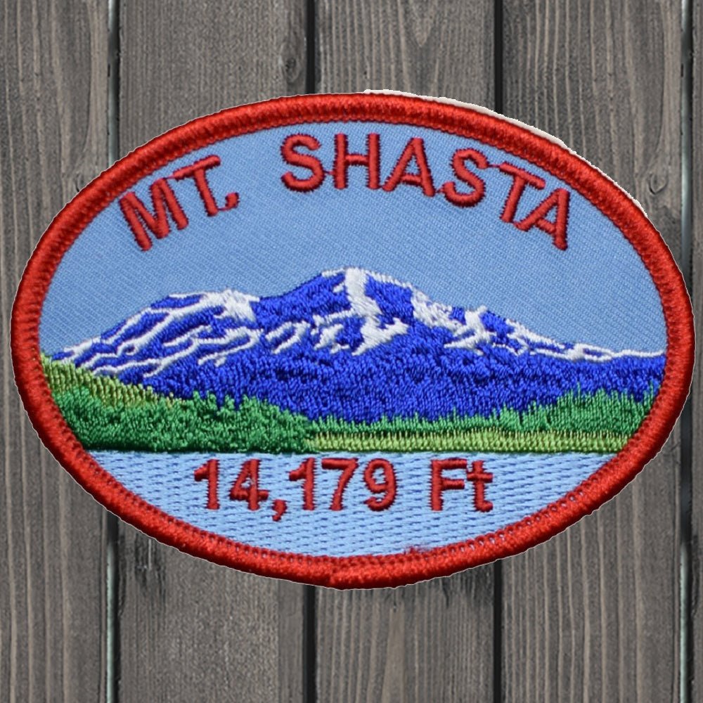 embroidered iron on sew on patch mt shasta mountain