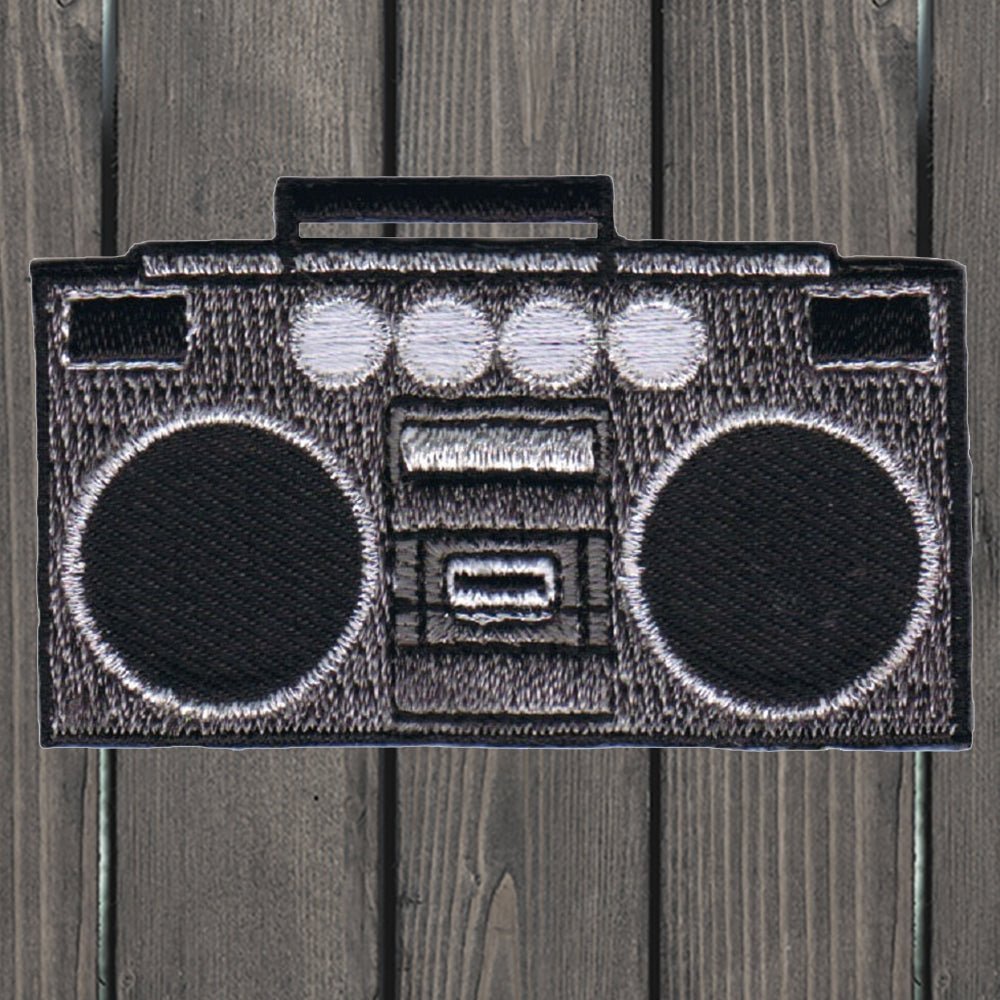 embroidered iron on sew on patch music boom box