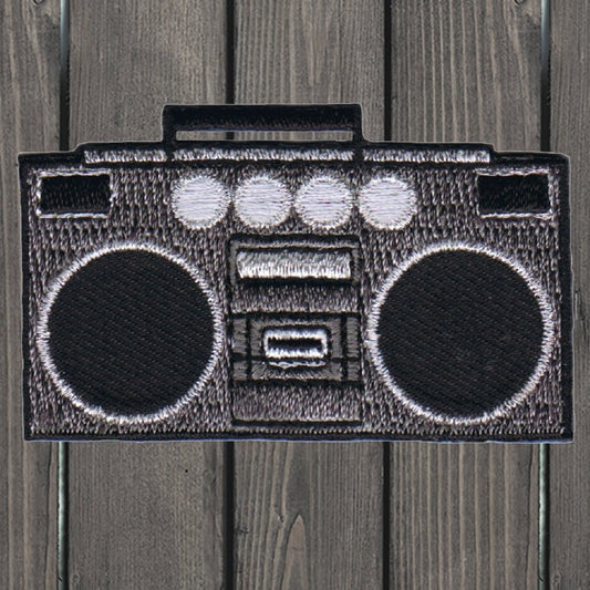 embroidered iron on sew on patch music boom box