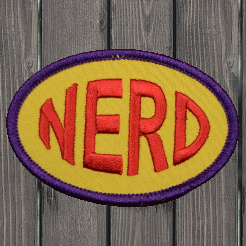 embroidered iron on sew on patch nerd red yellow