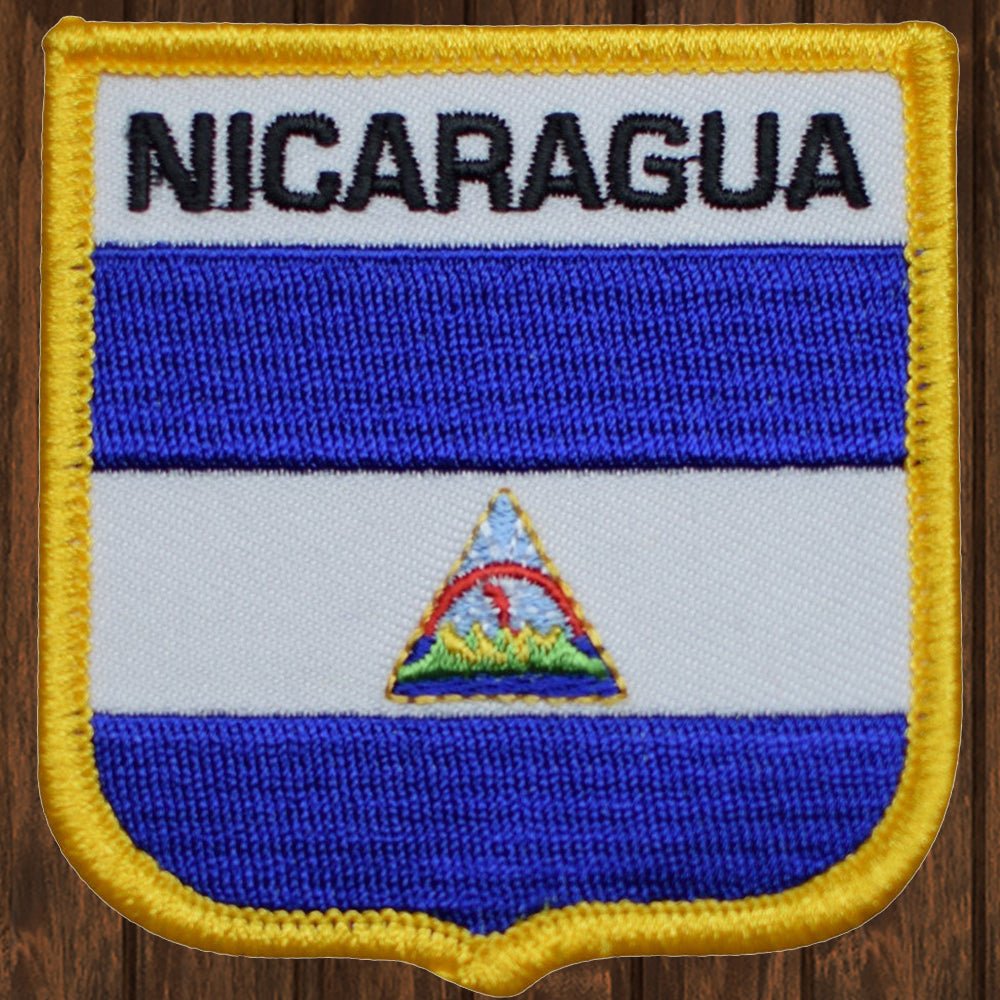 embroidered iron on sew on patch nicaragua shield