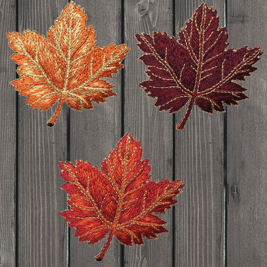 embroidered iron on sew on patch oak leaf set