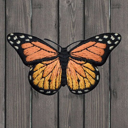 embroidered iron on sew on patch orange butterfly