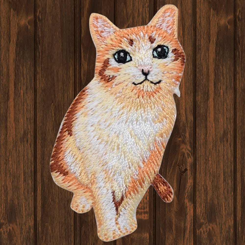 embroidered iron on sew on patch orange tabby cat