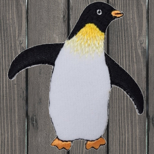 embroidered iron on sew on patch penguin with arms out right