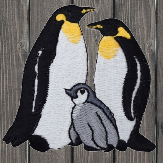 embroidered iron on sew on patch penquin family