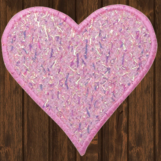 embroidered iron on sew on patch pink confetti heart