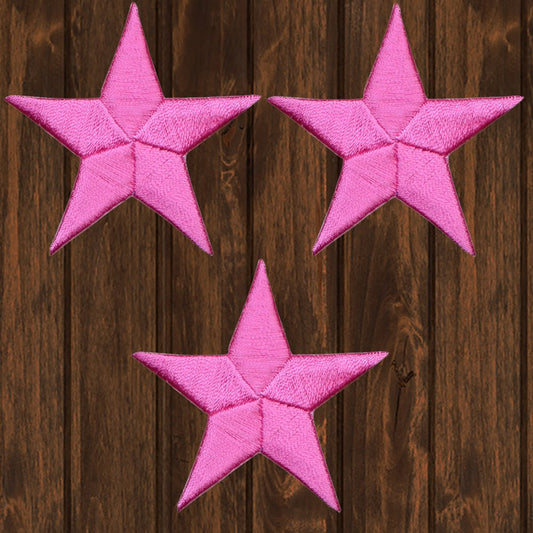 embroidered iron on sew on patch pink stars